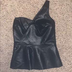 Venus one shoulder faux leather top